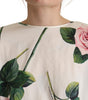 Dolce & Gabbana White Rose Print Long Sleeves A-line Dress