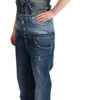 Dolce & Gabbana Dark Blue Cotton Strapless Denim Jumpsuit Dress