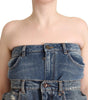 Dolce & Gabbana Dark Blue Cotton Strapless Denim Jumpsuit Dress