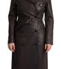 Dolce & Gabbana Dark Brown Leather Long Sleeves Belted Jacket