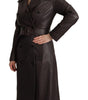 Dolce & Gabbana Dark Brown Leather Long Sleeves Belted Jacket