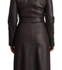 Dolce & Gabbana Dark Brown Leather Long Sleeves Belted Jacket