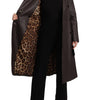 Dolce & Gabbana Dark Brown Leather Long Sleeves Belted Jacket