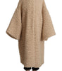 Dolce & Gabbana Beige Cashmere Wool Faux Fur Coat Jacket