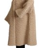 Dolce & Gabbana Beige Cashmere Wool Faux Fur Coat Jacket