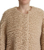 Dolce & Gabbana Beige Cashmere Wool Faux Fur Coat Jacket