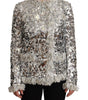 Dolce & Gabbana Silver Sequined Shearling Long Sleeves Jacket