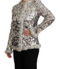 Dolce & Gabbana Silver Sequined Shearling Long Sleeves Jacket