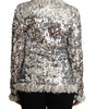 Dolce & Gabbana Silver Sequined Shearling Long Sleeves Jacket