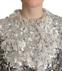 Dolce & Gabbana Silver Sequined Shearling Long Sleeves Jacket