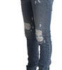 Dolce & Gabbana Light Blue Tattered Cotton Denim Skinny Jeans