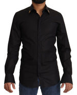 Chemise habillée élégante en coton noir coupe slim Dolce &amp; Gabbana
