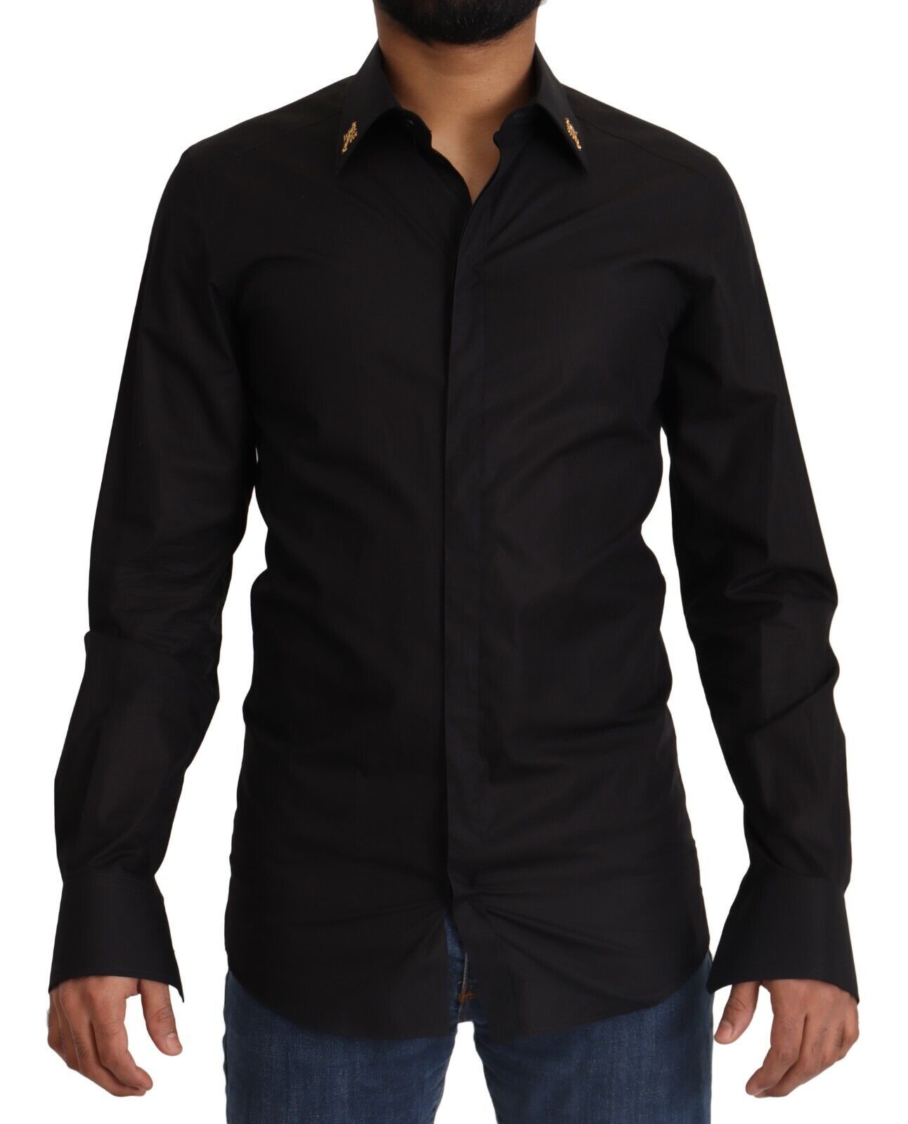 Chemise habillée élégante en coton noir coupe slim Dolce &amp; Gabbana