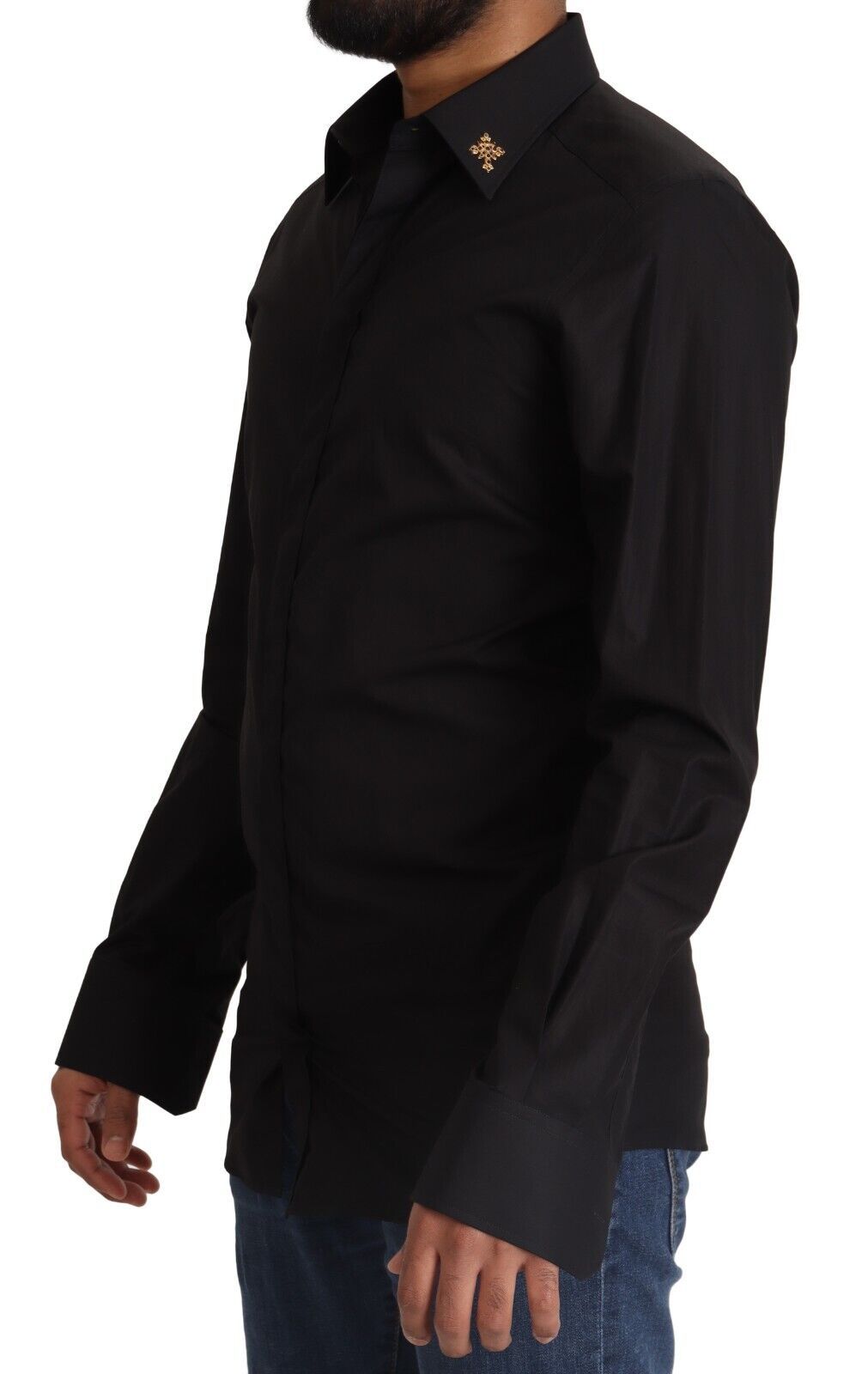 Chemise habillée élégante en coton noir coupe slim Dolce &amp; Gabbana