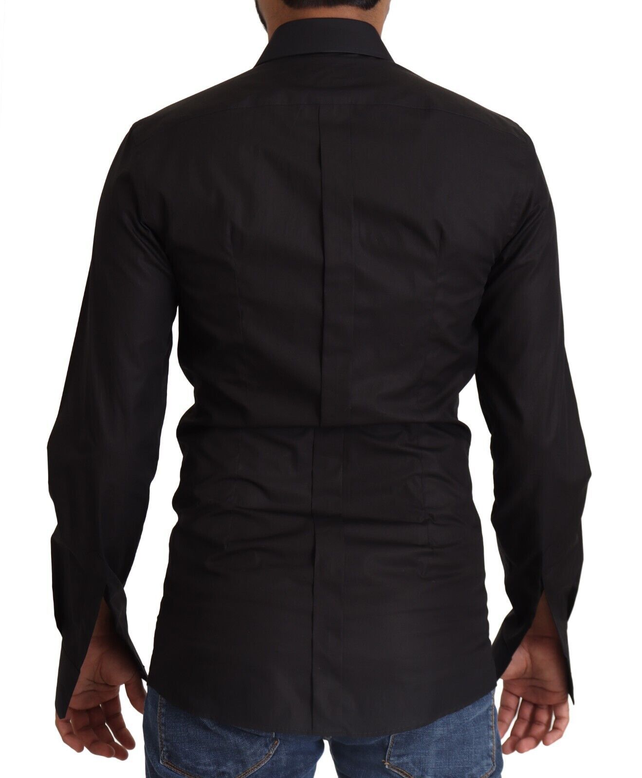Chemise habillée élégante en coton noir coupe slim Dolce &amp; Gabbana