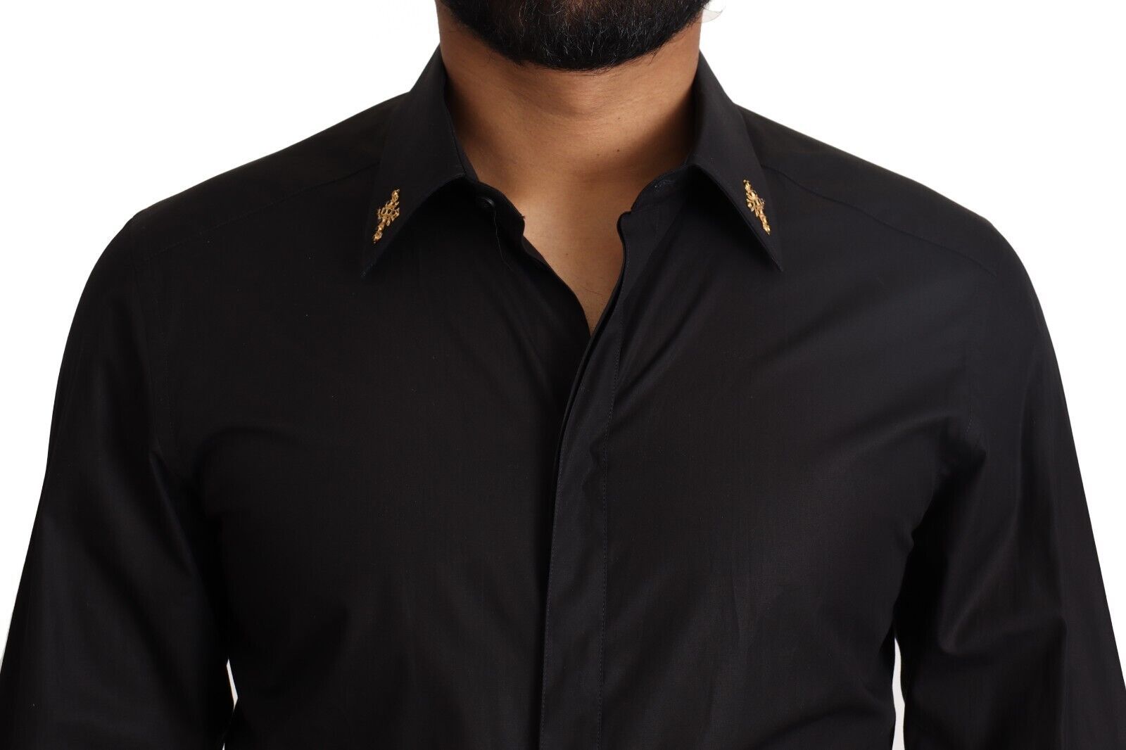 Chemise habillée élégante en coton noir coupe slim Dolce &amp; Gabbana