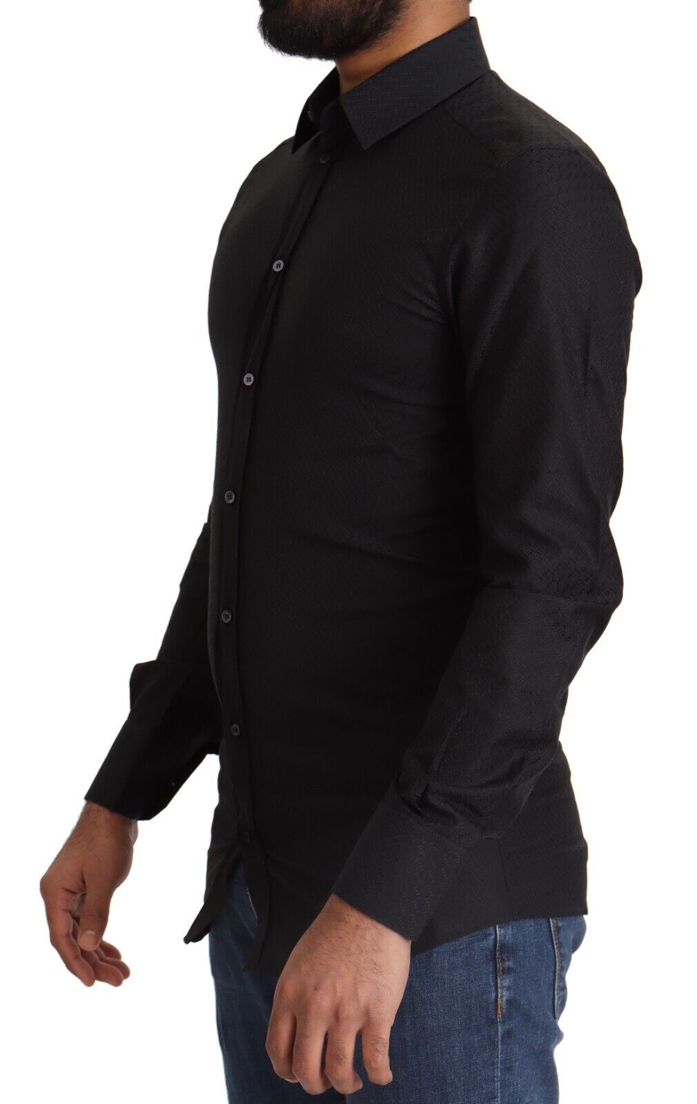 Chemise élégante en coton noir et doré Dolce &amp; Gabbana