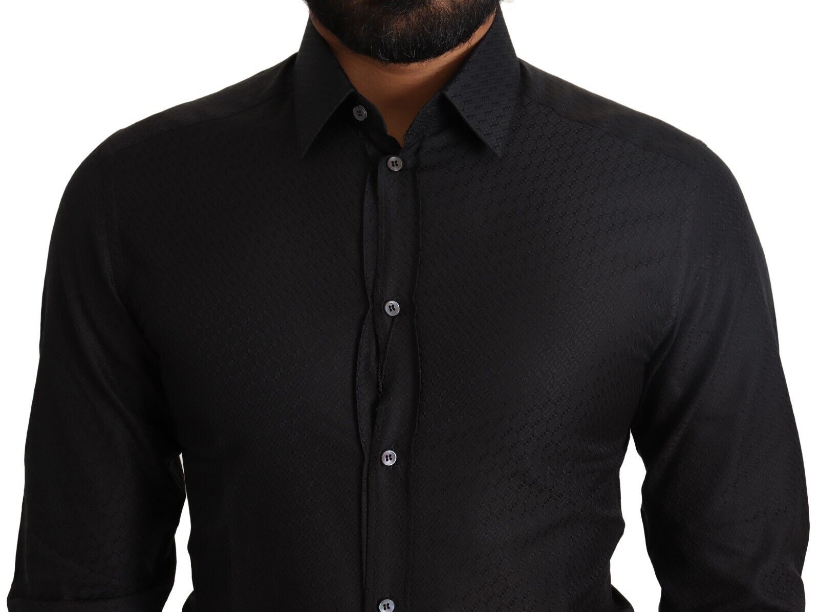 Chemise élégante en coton noir et doré Dolce &amp; Gabbana