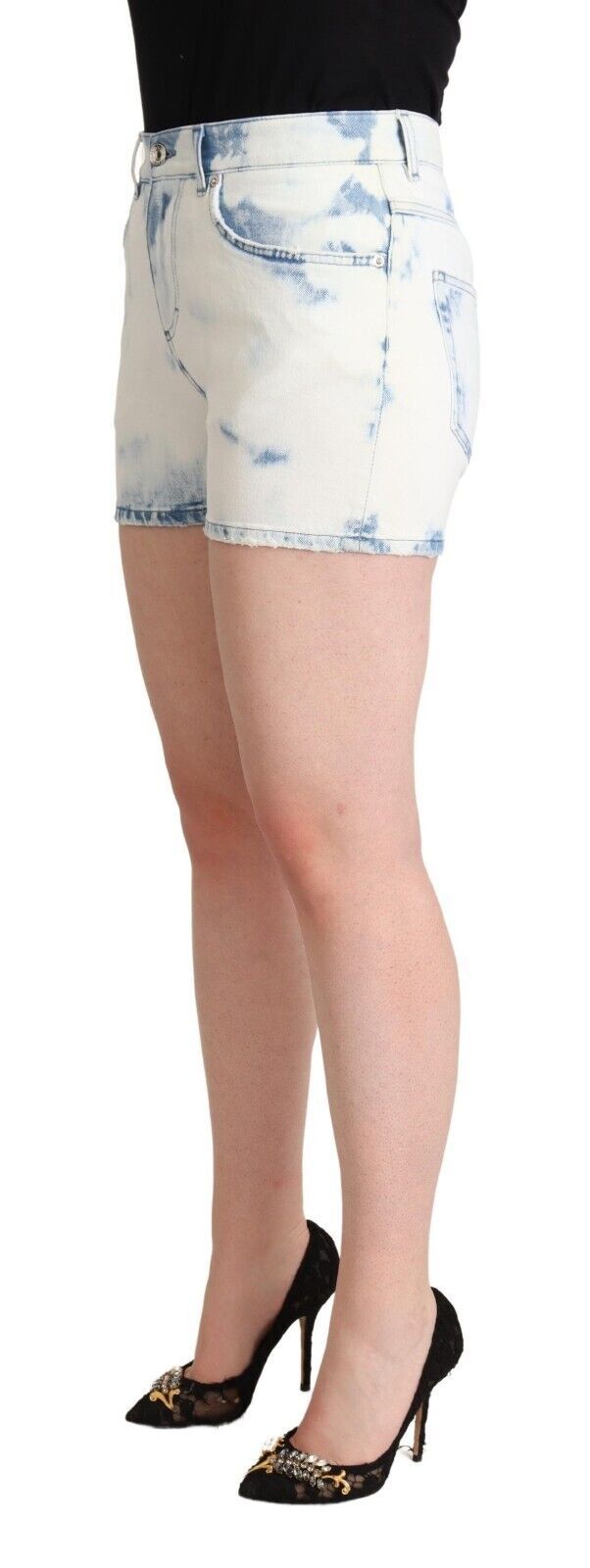 Short taille moyenne en denim blanc chic Dolce & Gabbana