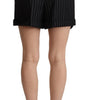 Dolce & Gabbana Black Stripes Wool High Waist Trouser Bermuda Shorts