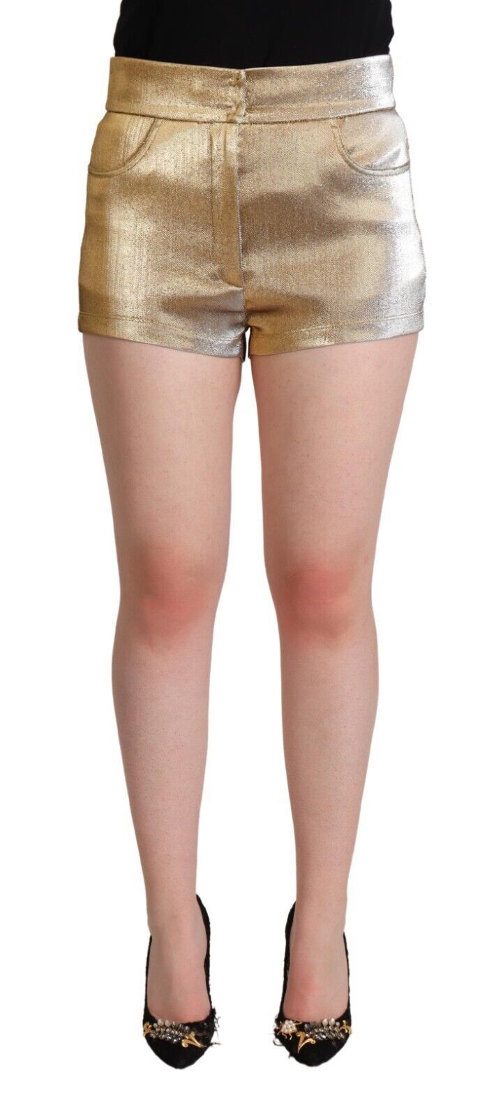 Pantalon chaud élégant Dolce & Gabbana en métal doré
