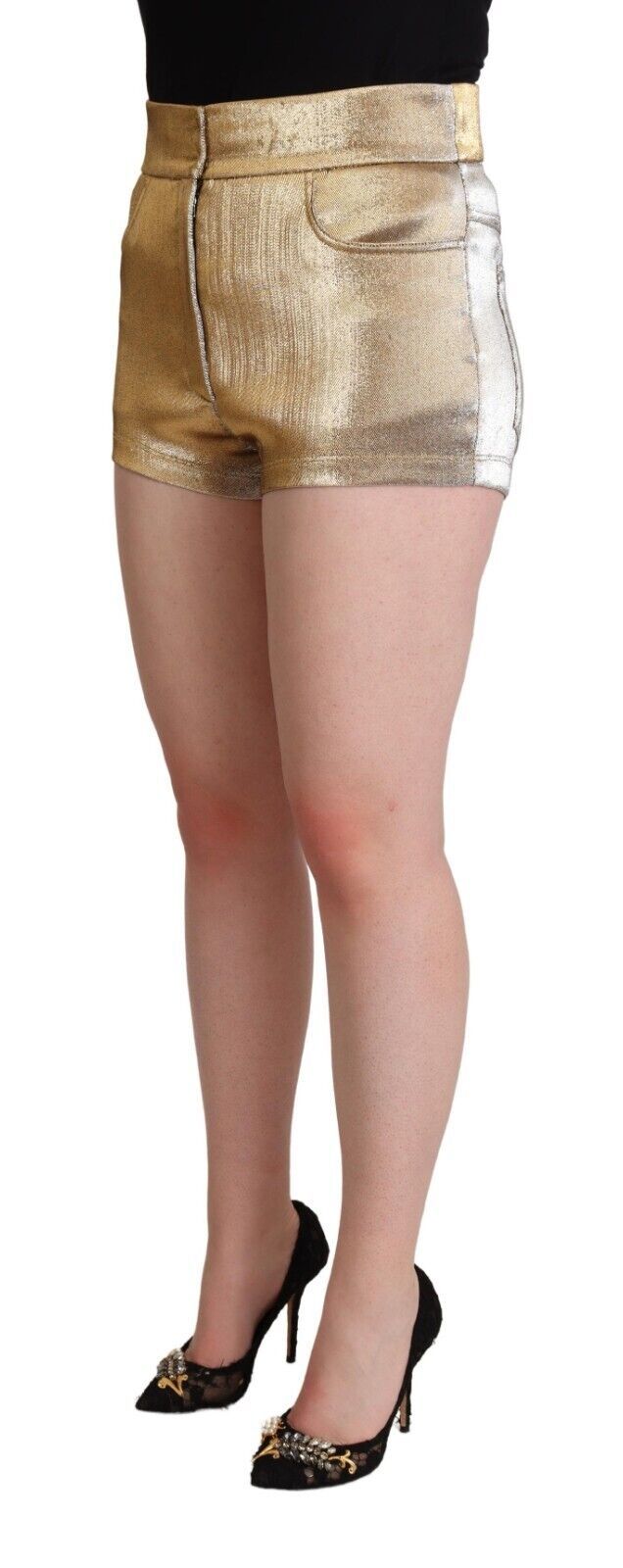 Pantalon chaud élégant Dolce & Gabbana en métal doré