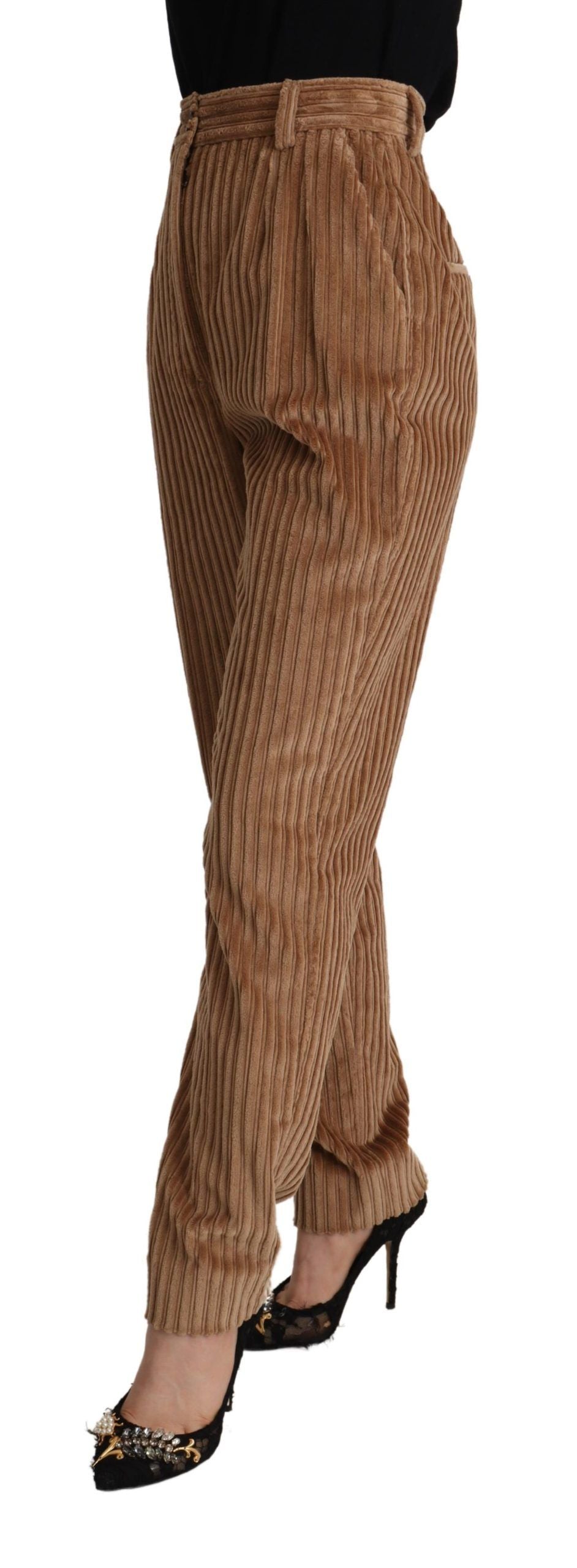 Dolce &amp; Gabbana Elegant High-Waisted Tapered Corduroy Pants