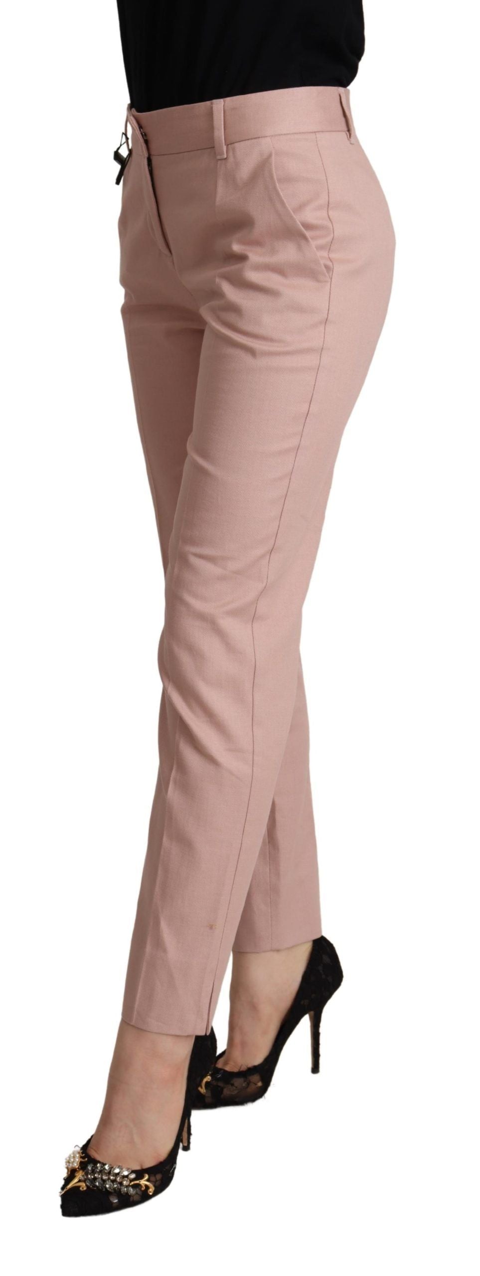 Dolce &amp; Gabbana Elegant Pink Tapered Pants for Sophisticated Style