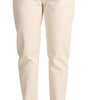Dolce &amp; Gabbana Chic White Skinny Boyfriend Jeans with Logo Plaque