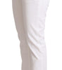 Dolce &amp; Gabbana Chic White Tapered Denim Jeans with Logo Patch