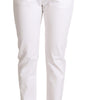 Dolce &amp; Gabbana Chic White Tapered Denim Jeans with Logo Patch