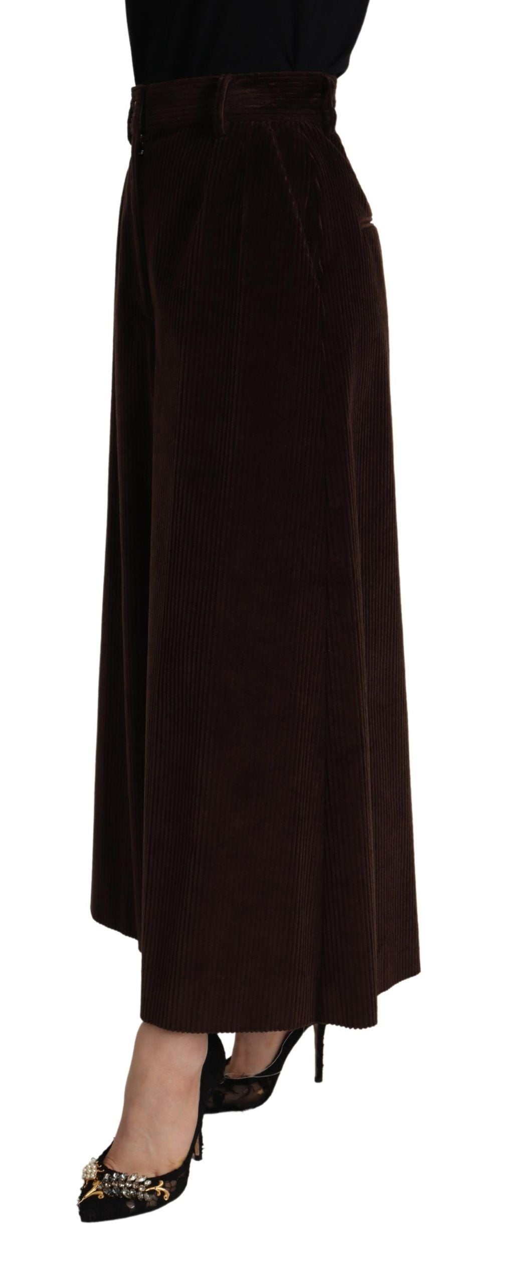 Dolce &amp; Gabbana Chic Bordeaux High-Waisted Corduroy Pants