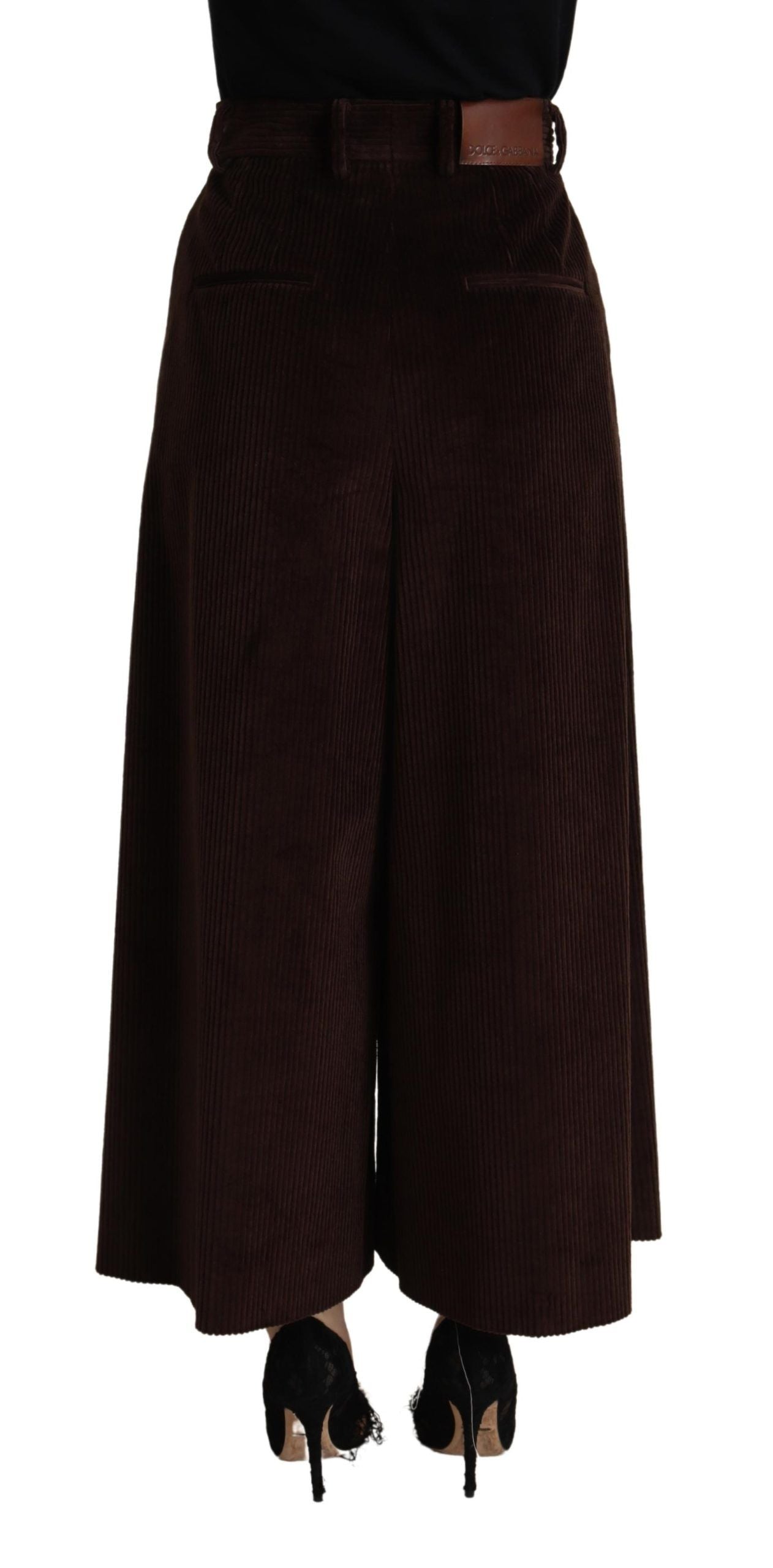 Dolce &amp; Gabbana Chic Bordeaux High-Waisted Corduroy Pants