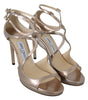 Jimmy Choo Ballet Pink Liquid Mirror Leather Sandals