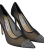 Jimmy Choo Elegant Black Mesh Crystal Pumps