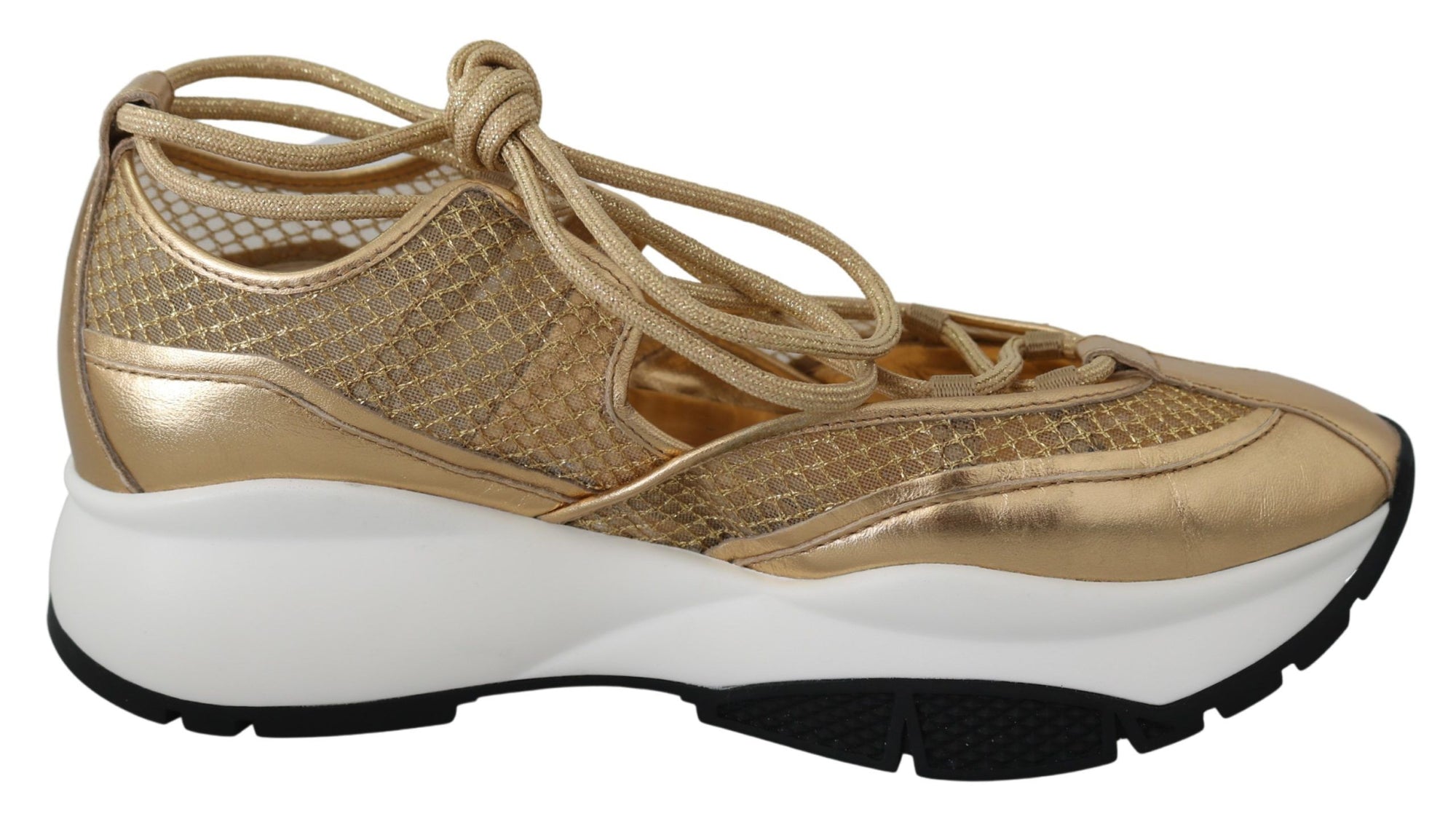Baskets Jimmy Choo en cuir et maille Golden Glamour