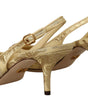 Dolce & Gabbana Gold Crystal Slingbacks Pumps Heels Shoes