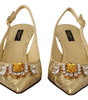 Dolce & Gabbana Gold Crystal Slingbacks Pumps Heels Shoes