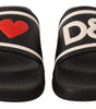 Dolce & Gabbana Black Leather I Love D&G Slides Sandals
