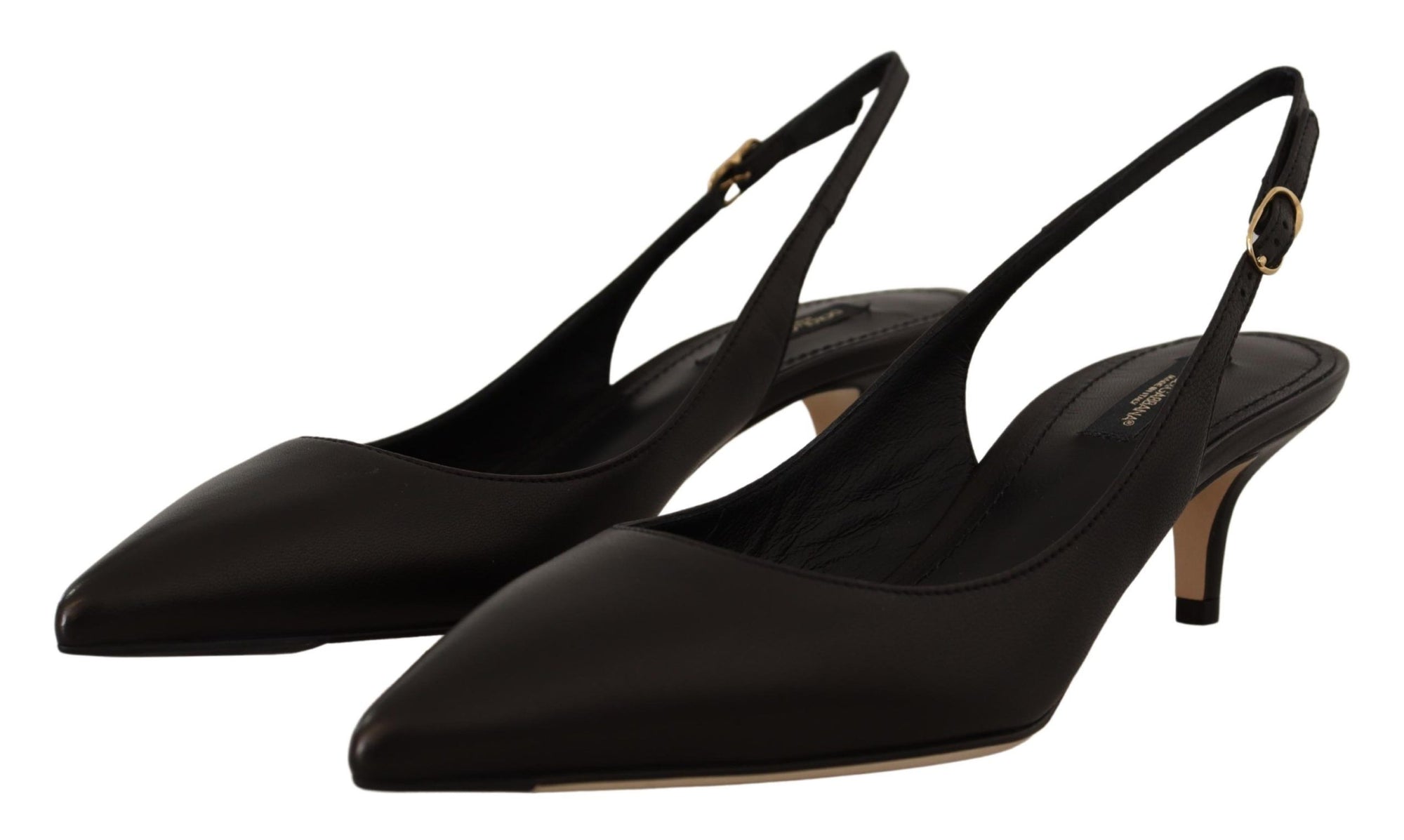 Escarpins élégants à bride arrière en cuir noir Dolce &amp; Gabbana