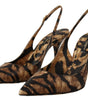 Dolce & Gabbana Brown Slingbacks Leather Tiger Shoes