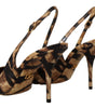 Dolce & Gabbana Brown Slingbacks Leather Tiger Shoes