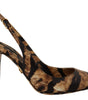 Dolce & Gabbana Brown Slingbacks Leather Tiger Shoes