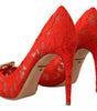Escarpins à talons en dentelle Taormina en cristal rouge Dolce &amp; Gabbana