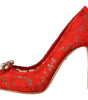 Escarpins à talons en dentelle Taormina en cristal rouge Dolce &amp; Gabbana