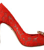 Escarpins à talons en dentelle Taormina en cristal rouge Dolce &amp; Gabbana