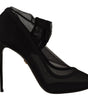 Dolce & Gabbana Black Tulle Stretch Boots Pumps Shoes