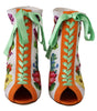 Dolce & Gabbana White Jersey Stretch Boots Open Toes Heels Shoes