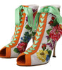 Dolce & Gabbana White Jersey Stretch Boots Open Toes Heels Shoes