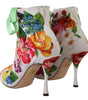Dolce & Gabbana White Jersey Stretch Boots Open Toes Heels Shoes